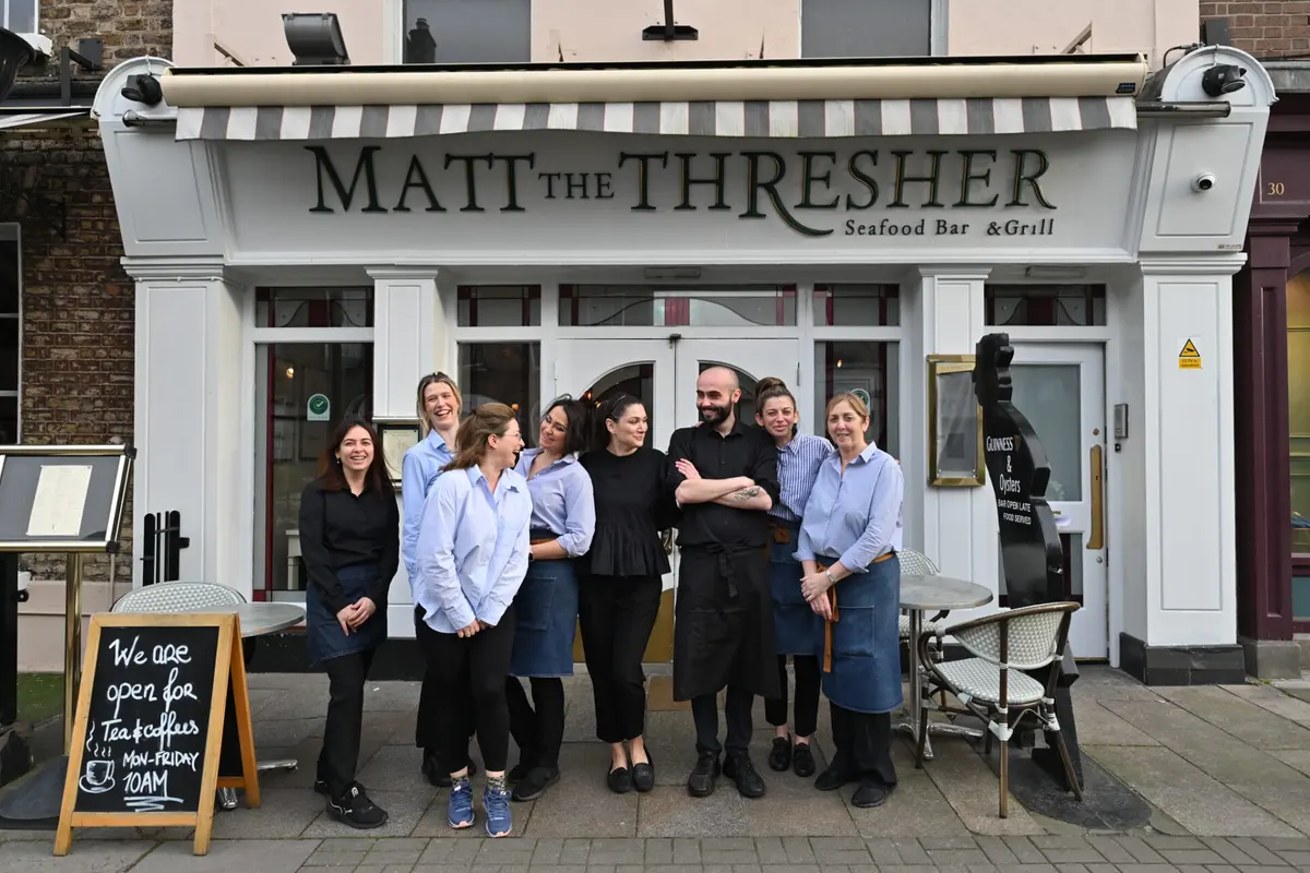 Matt the Thresher Dublin team outside the seafood bar and grill on Lower Pembroke Street