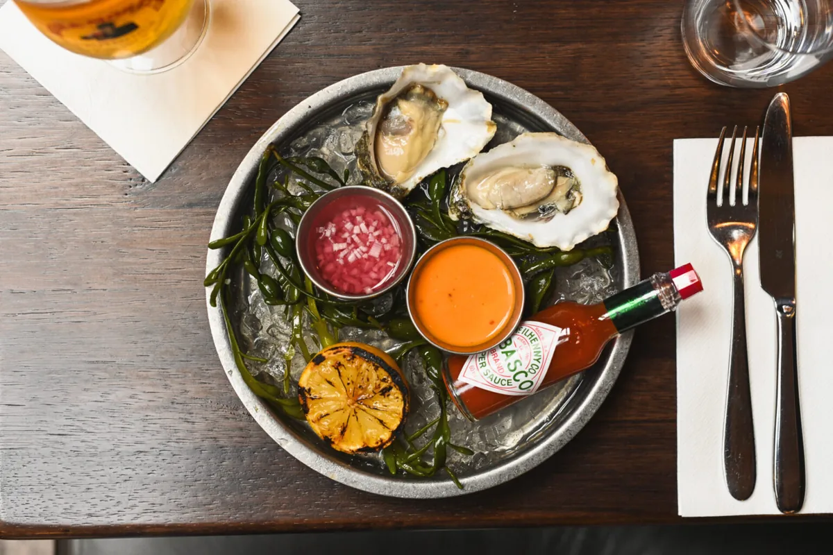 Oysters with lemon and accompaniments at Matt the Thresher Julianstown