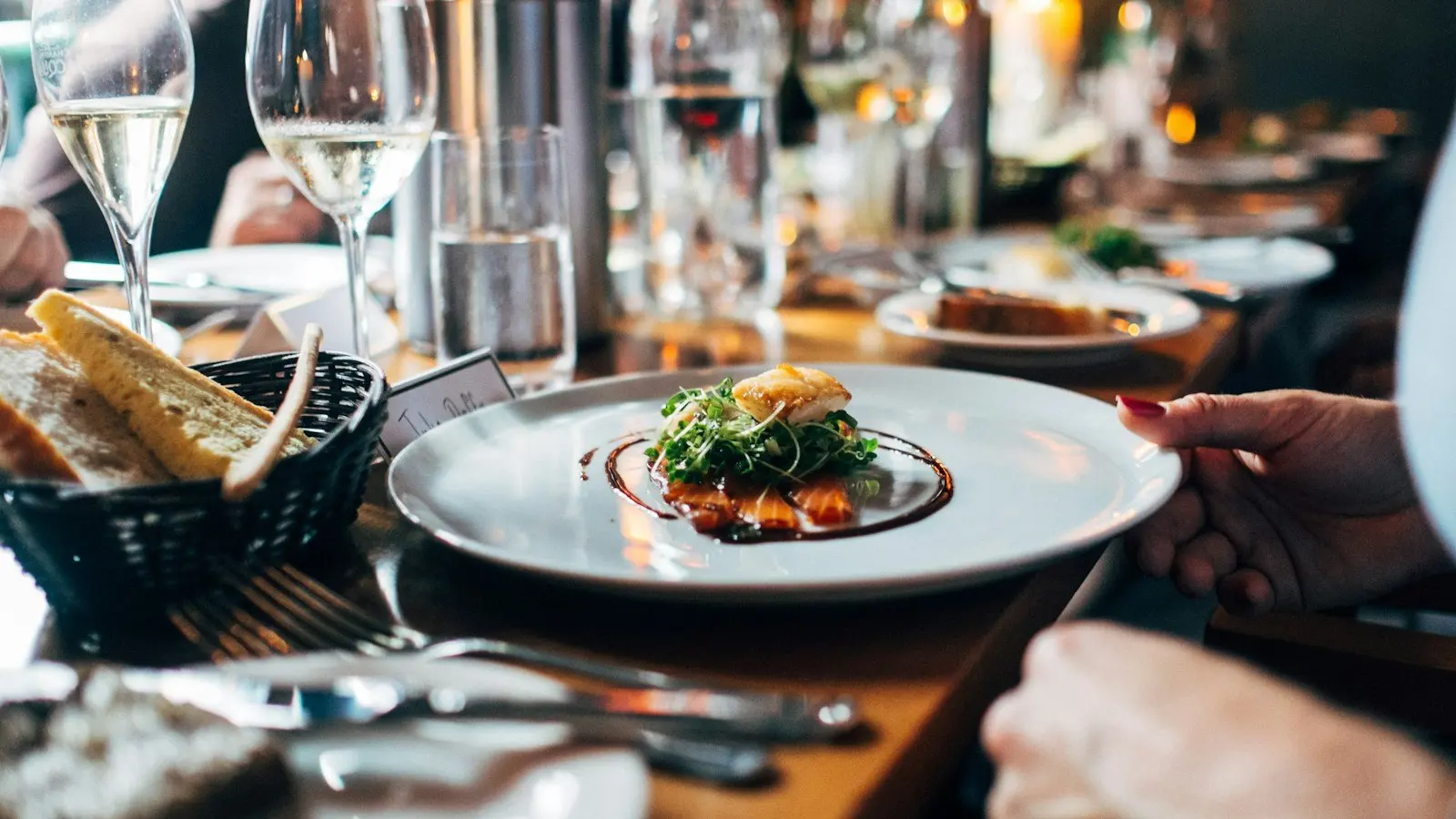 A plated dish being served at Matt the Thresher